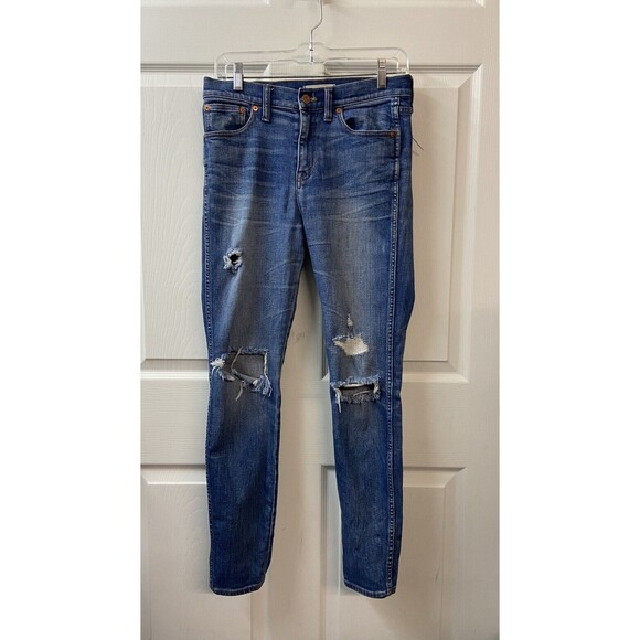 Madewell Womens High Riser Size 28 Skinny Thrashed Distressed Denim Jeans - Picture 2 of 12